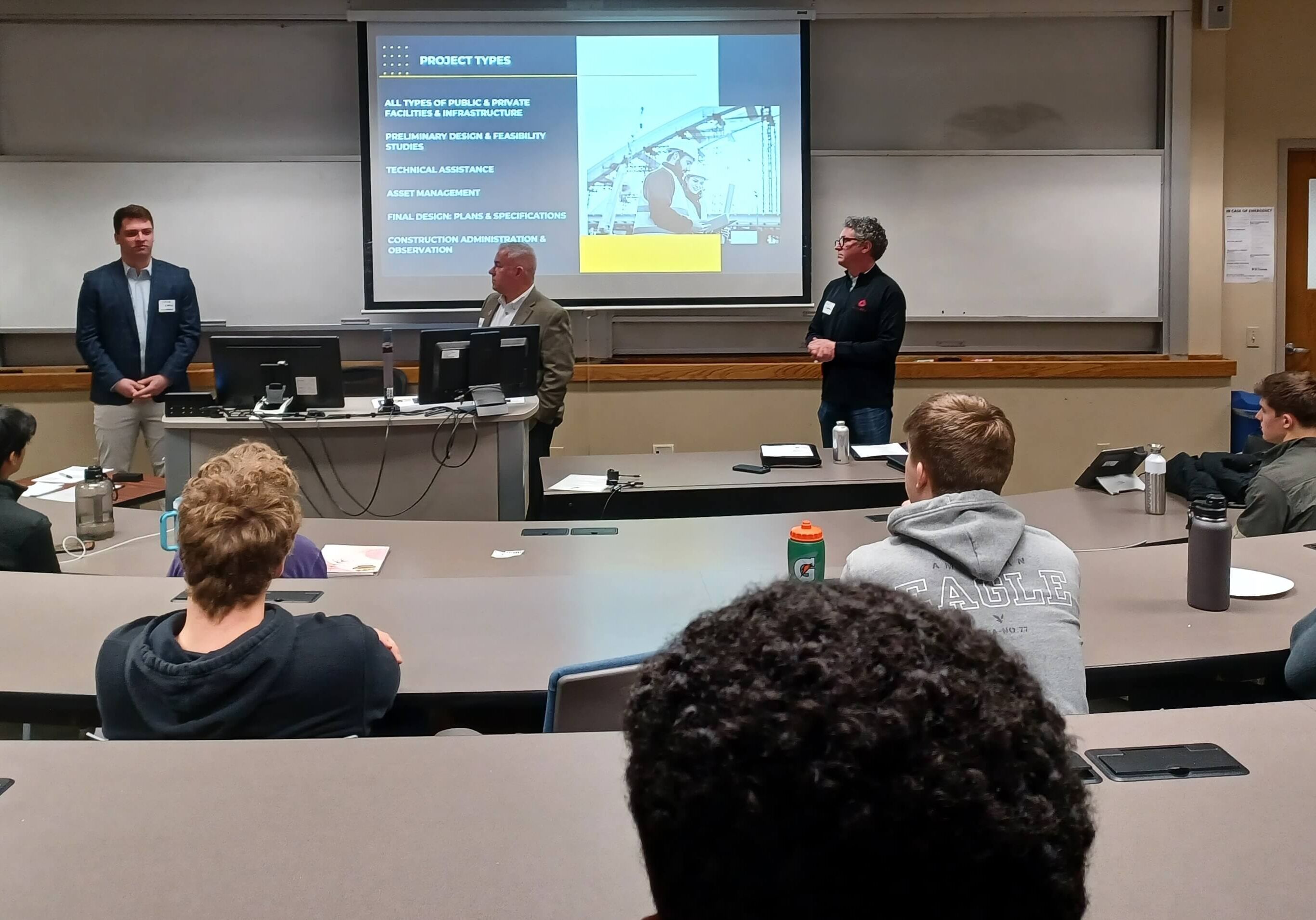 College students look on at a presentation about the engineering field.