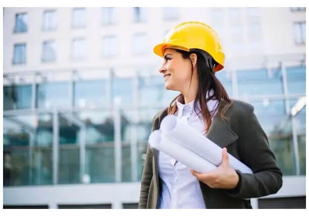 Engineer looks out at job site